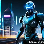 AI와 머신러닝이 보안에 미치는 영향 - **Prompt:** "A futuristic, benevolent AI guardian figure, depicted as a humanoid robot with intricat...