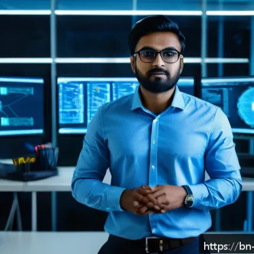 실기 시험 대비를 위한 네트워크 보안 실습 - A detailed, professional cybersecurity analyst working in a modern, high-tech lab environment filled...